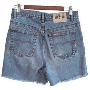 Vintage Live In Jeans Women's Size 32 Blue Cotton Denim Cutoff High Waist Shorts